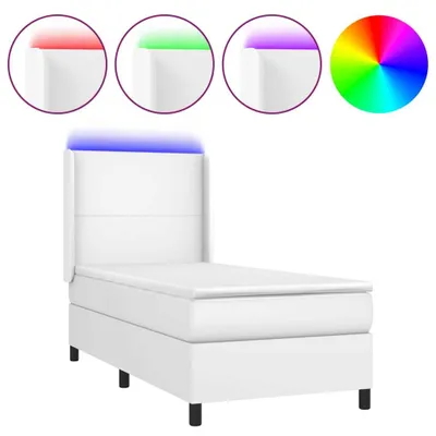 Produktbild von vidaXL Boxspringbett mit Matratze & LED Weiß 100x200 cm Kunstleder
