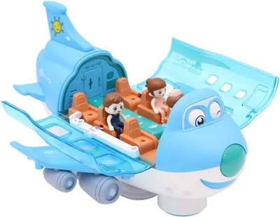 Produktbild von Elektronisches Kinder-Musik-Flugzeug-Spielzeug, Stunt Electric Airliner Spielzeug mit Lichteffekten für Kleinkinder, 360 drehendes Blau