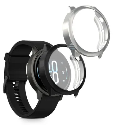 Produktbild von kwmobile 2x Silikon Hülle für Garmin Venu 4 41mm Schutzhülle - Fullbody Display Cover Set aus Silikon - Silber Schwarz