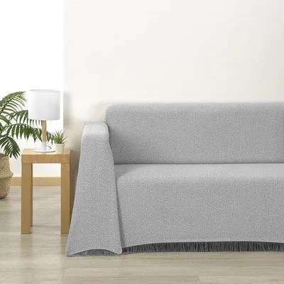 Produktbild von Überwurf für Sofa – Weiche Baumwolle – Grau – 180 x 260 cm