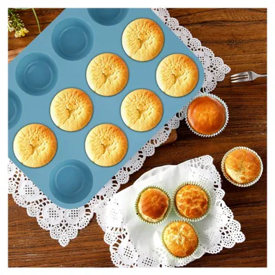 Produktbild von 7-teiliges Set aus Antihaft-Silikon-Backformen für Brot, Kuchen und Muffins mit Teigschaber, Backpinsel und Messlöffel, hitzebeständige Backformen für Pizza, Brot, Kuchen, Toast, Cupcakes und Muffins