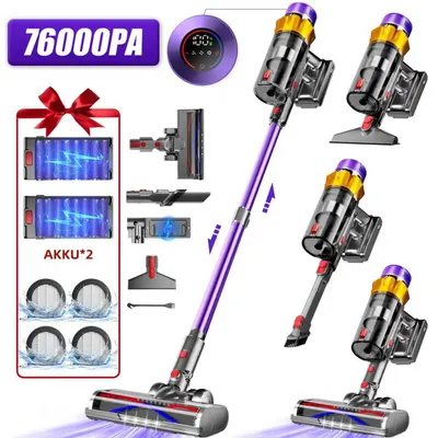 Image de Aspirateur sans fil Aiibot, 85 000 Pa / 70 min, avec écran intelligent, brosse anti-enchevêtrement, trois vitesses, 1,8 L, 2 batteries