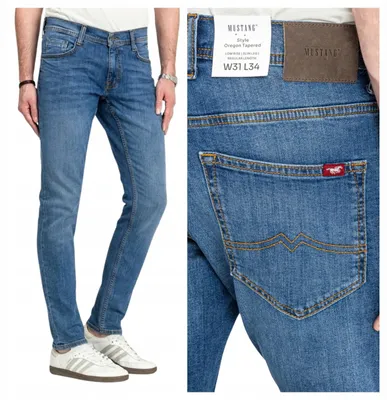 Zdjęcie produktu dla MUSTANG | Spodnie męskie typu jeans, model Oregon, krój dopasowany, kolor niebieski, klasyczny, rozmiar W32 L30