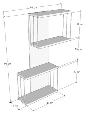 Image de Étagère murale en bois « Destan » - 65 x 19 x 96 cm - Blanc