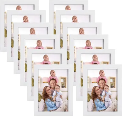 Produktbild von Bilderrahmen Set 12 Stück 10x15cm Weiß Fotorahmen Collage Wand Tischaufsteller