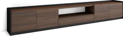 Immagine prodotto di Mobile TV Soggiorno, Ampio spazio a disposizione, 310x37x50cm, Per TV fino a 80", Mobile Soggiorno, Rovere scuro e Nero
