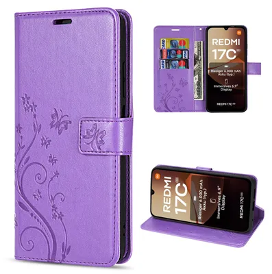 Produktbild von Hülle für Xiaomi Redmi 17C Handyhülle mit [Standfunktion][Kartenfächern] Lila
