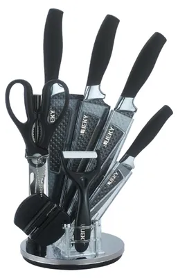 Produktbild von Messerblock Küchenmesser Edelstahl Messer Set 8-teilig Profi Schere & Schäler