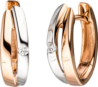 Produktbild von Paar Ohrringe Creolen 14,9mm mit Diamanten Brillanten 585 Gold Weißgold Rotgold