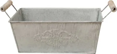 Immagine prodotto di Vaso da fiori Vaso per piante Secchio per piante in metallo vintage 23,5 cm; bianco
