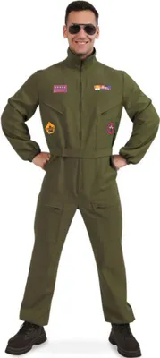 Kampfpilot Kostüm Flieger-Uniform für Herren Gr. M-XL Overall grün Fasching Fasching Karneval Mottoparty Paarkostüm