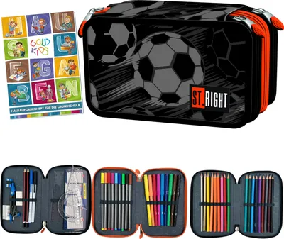 Produktbild von Perá s 3 priehradkami - Perá pre dievčatá a chlapcov - Perá s 3 priehradkami Pen plnený študentský box 46 ks futbal