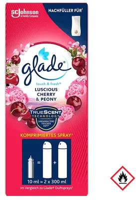 Zdjęcie produktu dla Glade by Brise Touch & Fresh Luscious Cherry & Peony, Spray automatyczny, Płynny, Wiśnia (owoc), Piwonia, Butelka, 10 ml