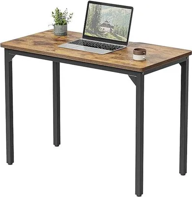 Produktbild von Unyqoos® Schreibtisch – Industrial Computertisch 80 x 40 cm, Vintage Braun, Spanplatte & Metall, kratzfest, wasserabweisend, kompakter PC-Arbeitsplatz