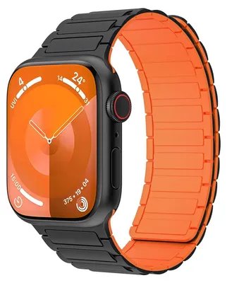 Image de Bracelet de remplacement en silicone magnétique de haute qualité pour Apple Watch SE 2023 40 mm, noir / orange