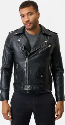Produktbild von Herren Lederjacke Bikerjacke Ricano MARCO – Schwarz / S