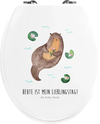 Produktbild von Mr. & Mrs. Panda klo deckel Otter Seerose - Weiß - Geschenk, WC Sitz, Klo-Deckel, Toilettendeckel, Wasser, Seeotter, Brille, WC-Sitz, Fluss, Lieblingstag