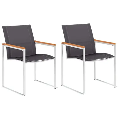Image de vidaXL Chaises de jardin 2 pcs. Textilène et acier inoxydable Gris