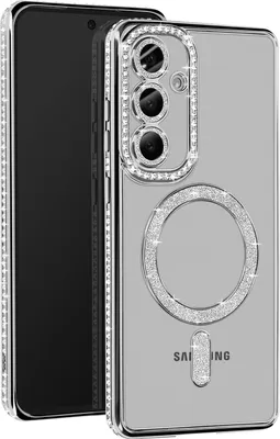 Immagine prodotto di Avizar, custodia a diamante per Samsung S24 FE - protezione MagSafe con bordo in strass, argento