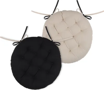 Zdjęcie produktu dla STOF | Poduszka do siedzenia - Poduszka do siedzenia - DUO - 38 cm - Czarno-beżowa - Dwukolorowa poszewka - Wysokiej jakości bawełna