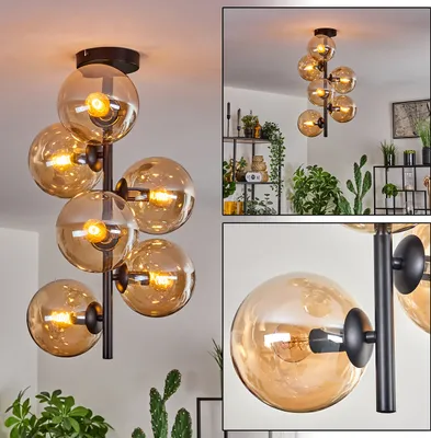 Produktbild von Isorella Deckenlampe aus Metall/Glas in Schwarz/Bernsteinfarben