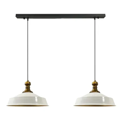 Produktbild von Pendelleuchte Asletl-Knob Hängelampe aus Metall 2 Flammige, E27, Weiß Vintage Lampe