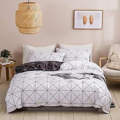 Produktbild von Famanu Bettwäsche Set 155 x 220 cm - Schwarz-Weiß, Wendebettbezug und Kissenbezug