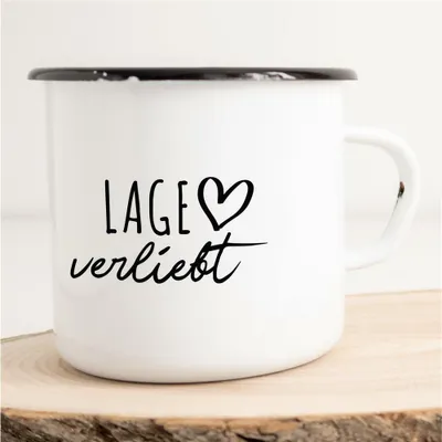 Produktbild von Huuraa Emaille Tasse Lage  Geschenk Kaffeebecher Vintage 300ml Lage  Präsent