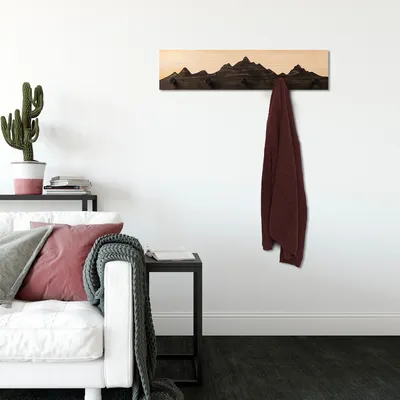 Produktbild von Wallity, Mountain 3, Wandhaken aus Holz, Natürlich, 50 % HOLZ / 50 % METALL, 60 x 5 x 14 cm