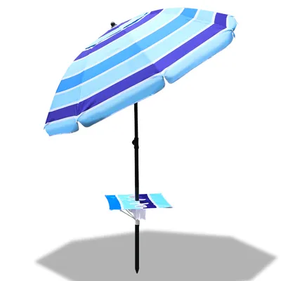 Immagine prodotto di Ombrellone da spiaggia Hengda Ombrellone da balcone Rotondo 210 cm Ombrelloni, pieghevoli, senza supporto, blu a righe