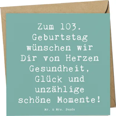 Produktbild von Mr. & Mrs. Panda Klappkarte Spruch 103. Geburtstag - Meeresbrise - Geschenk, Geburtstagswünsche, doppelkarte, Weisheit, Meilenstein, Dankbarkeit, anlasskarte, Grußkarte