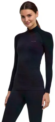 Image de T-shirt de sous-vêtement thermique pour femmes FALKE, modèle Maximum Warm, col montant, manches longues, matière fonctionnelle