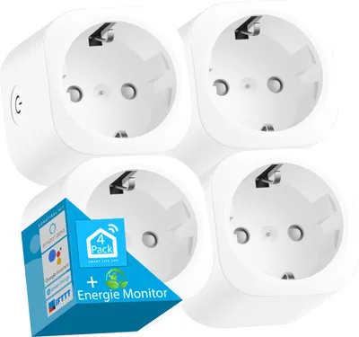 Produktbild von Echos Smart WLAN Steckdose 4er Pack | Sprachsteuerung mit Alexa u. Google Home | App-gesteuert | Smart Home Steckdose | Mit Kindersicherung | Fernsteuerung | Planung und Timer | Stromverbrauchsübersicht