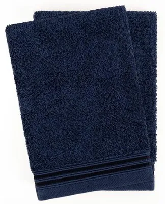 Produktbild von Unyqoos ® Set aus zwei n Waschlappen in Dunkelblau, weicher Frotteebaumwolle für den täglichen Gebrauch