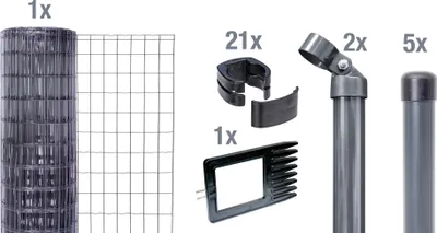Produktbild von Alberts Fix-Clip Pro als Zaun-Komplettset, zum Einbetonieren | anthrazit | Höhe 122 cm | Länge 10 m