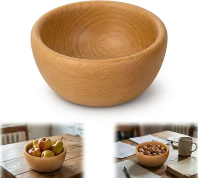 Produktbild von HOLZSCHÜSSEL AUS BUCHE 14 cm für Obst und Snacks, handgedrechselt HERSTELLER