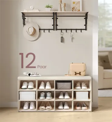 Produktbild von VASAGLE Schuhbank, Sitzbank, 12 Fächer, Länge 104 cm, naturbeige