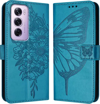 Produktbild von Mobigear Butterfly  OPPO Reno 12 Pro Hülle Klapphülle Geldbörse - Blau