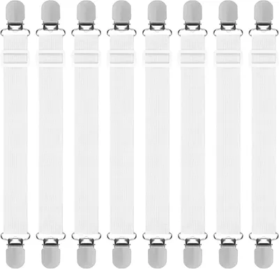 Lakenclips Set 8 Stück, verstellbar, weiß, elastisch, für Bettlaken