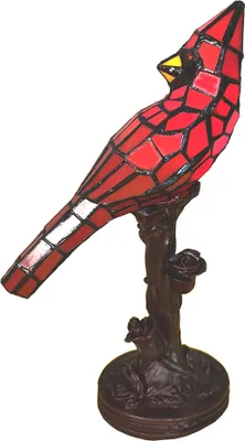 Produktbild von Clayre & Eef Tiffany Tischlampe Vogel 15x12x33 cm Rot Kunststoff