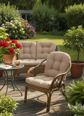 Produktbild von AMPO Polster Kissen für Rattansessel Bahamasessel Gartensesselauflage Korbsessel