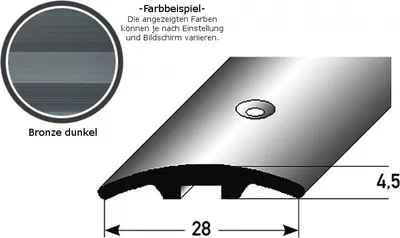 Produktbild von Stegübergangsprofil "Brüssel" / Übergangsschiene, 28 mm, Typ: 06 (Aluminium eloxiert)-bronze dunkel-1000-gebohrt