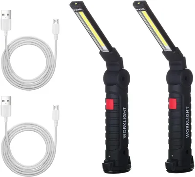 Obrázok produktu pre 2 kusy LED pracovné svetlo Prenosná dobíjateľná dielenská lampa COB kontrolné svetlá s magnetickou základňou na opravu auta, dielňu, kempovanie, núdzové osvetlenie