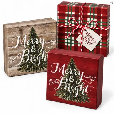 Produktbild von Weihnachtskartenboxen mit Deckel - Geschenkboxen, 3 Stück, 10 x 10 cm