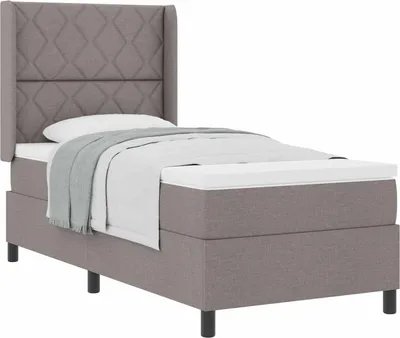 Produktbild von vidaXL Boxspringbett mit Matratze mit Kopfteil Taupe 90 x 200 cm Stoff