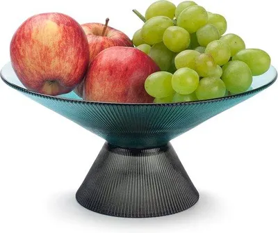 Image de Famanu : Bol à fruits en verre avec pied - Turquoise