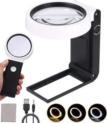 Produktbild von Beleuchtete Leselupe, leichte Handleselupe mit LED-Licht, faltbare Lupe