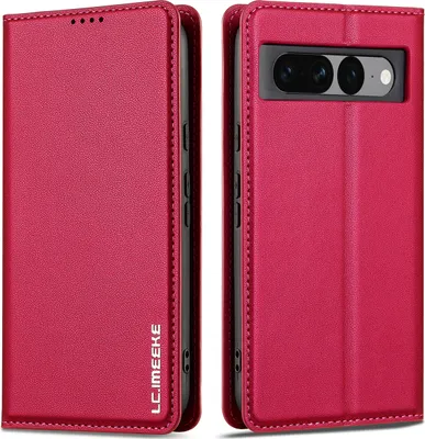 Produktbild von Handyhülle für Google Pixel 7 Pro, Magnetische Flip Leder Hülle mit Kartenfach und Standfunktion Rot
