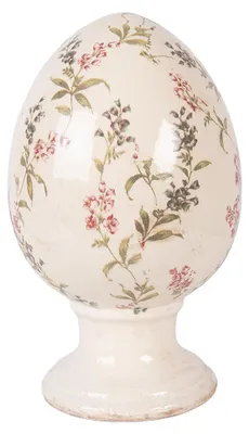 Imagen del producto de Clayre & Eef, figura decorativa de huevo, diámetro 15 cm, altura 24 cm, color beige, cerámica
