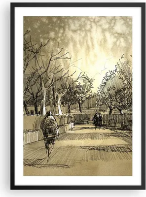 Produktbild von Gerahmtes Poster - Schwarzer Rahmen - Park Spaziergang Baum - 50x70 cm - Wand Bild - Wanddeko - Wandbilder - Kunstposter - Wandposter - Bilderrahmen - Bilder - Kunstdruck - Wandbild - P2BPA50x70-3758